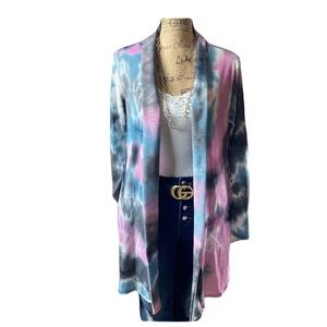 Blumin gray multicolored long sleeved cardigan